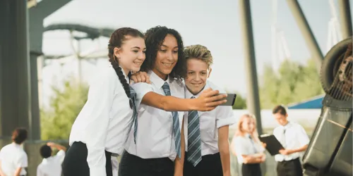 Students Taking A Selfie In Front Of The Swarm